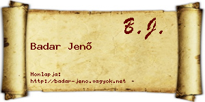 Badar Jenő névjegykártya